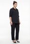 Women's Black Summer Elastic Waist Buttoned Double Pocketed Top and Bottom Set - 3