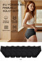6-Piece High Waist Panties Set, Black