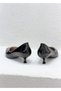 25106301Y Genuine De Leather cm Pearl Stiletto Heel Ti̇letto Shoes with Metal Logo Detail on the Front for Women - 5