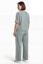 Women's Çağla Summer Tracksuit Set with Elastic Waist and Side Buttons and Stripes - 4