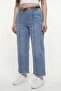 Women's Navy Blue Seasonal Elastic Waist Belt Piece Pipe Leg Trousers - 3