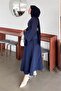 Lace-Up Skirt-Blouse Two-Piece Set Navy Blue - 2
