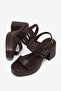 Women's Brown Comfortable Fit PU Sole Heels Sandals - 4