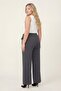 Women's Anthracite Seasonal Lace-Up Special Design Pipe-Leg Trousers - 4