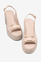 Women's Beige High Sole Comfortable Buckled Heels Sandals