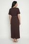 Women's Brown Summer Dress with Slit Accessories, Invisible Zipper Pieces, Belt Pieces - 4