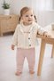 100% Cotton 3-Piece Baby Girl Set – Stylish Combination of Knitted Jacket, Muslin Blouse, and Powder Pants 6-24 Months - 2