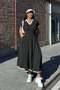 New Season Women's Short Sleeve V-Neck Pleated Long Janjan Crepe Holiday Dress - 5