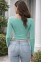 Women's Knitwear Blouse Mint U Collar Long Sleeve Slim Fit Basic Multi Stretchy Daily - 3