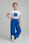 Girl's Cobalt Blue Daisy T-Shirt Cobalt Blue Wide-Leg Pants April 23 Show Outfits