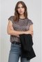 Women's Crew Neck Satin Viscose Short Sleeve Sporty Stylish Patterned Blouse - 3