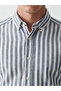 Giyçık Storeden Navy Blue Regular Fit Striped Men's Shirt - 3