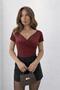 New Season Women's V-Neck Stretch Fabric Sandy Short Sleeve Blouse 129