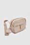 Women's Beige Satin Fabric Crisscross Straps Shoulder Bag - 2