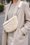 Plush Crisscross Straps Women's Bag / Chain Detail / Adjustable Handle / Lined - 5