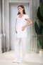 New Season Ecru Summer Linen Detailed Stylish Eyelet Embroidery Collar Short Sleeve 100% Cotton Maternity Pajama Set - 2