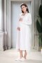 New Season Ecru Linen Detailed Stylish Eyelet Embroidery Collar Short Sleeve 100% Cotton Maternity Maternity Dressing Gown Nightgown Set - 6