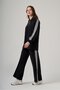 1093 Half-Zipper Stripe Detail Trouser Suit - Black - 2