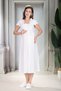 New Season Ecru Linen Detailed Eyelet Embroidery Collar Design Buttoned Short Sleeve 100% Cotton Maternity Nightgown - 8