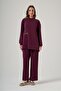 1077 Double Gold Zip Detail Trouser Suit - Plum