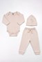 3-Piece 100% Cotton Piece Unisex Beret Baby Bodysuit and Pants Set