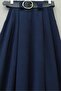 Thick Belt Layer Thick Skirt with Pleated Side Zippers - Navy Blue - 7