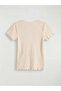 Ecru Crew Neck Bow Printed Girls' T-Shirt - 2