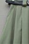 Thick Belt Layer Tivil Skirt with Pleated Side Zippers on the Front -Khaki - 5
