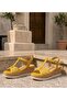 Women's Mustard Fishnet Padded Heel Sandals-0509 - 5