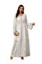 White and Silver Floral Jacquard Jalabiya - 5