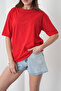 Acacia Women's 100% Cotton Red Basic Round Neck T-Shirt - 4