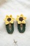 Set of 2 Hand Knitted Sunflower Daisy Figured Snap Buckles - Yellow Daisy Sunflower Knitted Buckle