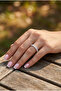 Row Flower Model Silver Color Zircon Stone Women's Ring - 2