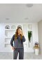 Modal Textured Snap Fastener Detailed Hoodie Set - 2