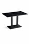 Modern Rectangular Dining Table with Black Marble-Effect Top and Sturdy Black Metal Base for Dining Room, Kitchen, Café and Restaurant, Table Only Without Chairs - 3