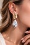 Gold Vintage Formed Marble Patterned Stone Earrings - 2
