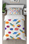 Rocket Star Moon Space Patterned Special Designed with Digital Print Pieces Bed Sheet Sız Single Duvet Cover Set