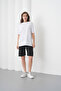 Women's White Black Cotton Piece Combed Cotton Short Sleeve Pocketed Shorts Set
