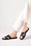Mikos H Shaped Perforated Troc Women's Slipper Black Crinkled Patent Leather - 2