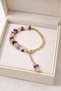 Steel Bracelet with Amethyst & Citrine Natural Stones – Handmade, Gold Color Chain Detail Women's Bracelet