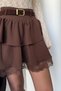 Belt Li Lace Detailed Mini Skirt - Brown - 5