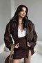 London Elastic Waist Brown Women's Bomber D Leather Jacket