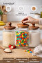Set of 3 Glass Jars with Acacia Lid Ribbed Patterned – Kitchen Food & Food Storage Container - 4