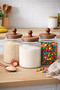 Set of 3 Glass Jars with Acacia Lid Ribbed Patterned – Kitchen Food & Food Storage Container - 2