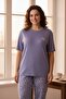 Women's Short Sleeve Stretch Fabric Plus Size Pajama Set Lilac