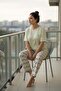 Women's Short Sleeve Stretch Fabric Plus Size Pajama Set Beige - 2