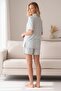 Women's Stretch Fabric Short Sleeve Buttoned Heart Patterned Shorts Pajama Set Mint - 5