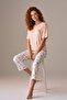 Women's Short Sleeve Stretch Fabric Capri Pajama Set Salmon - 4