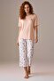 Women's Short Sleeve Stretch Fabric Capri Pajama Set Salmon - 7