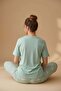 Women's Short Sleeve Wide Leg Stretch Fabric Pajama Set Mint - 3